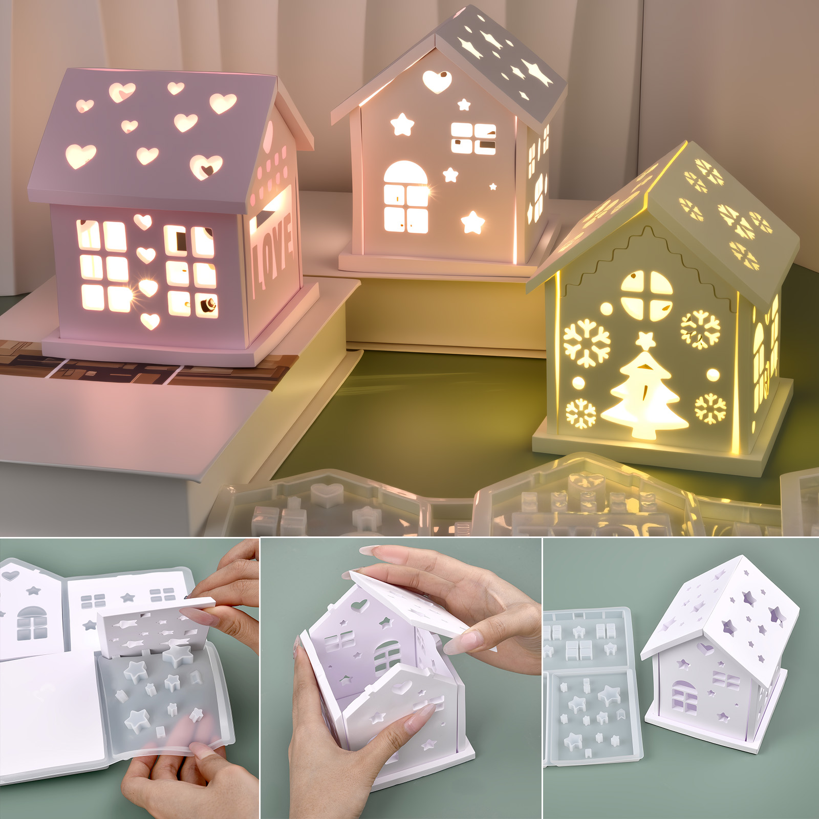 Candle Making Things - 3D 하우스 실리콘 몰드 DIY 크리스마스