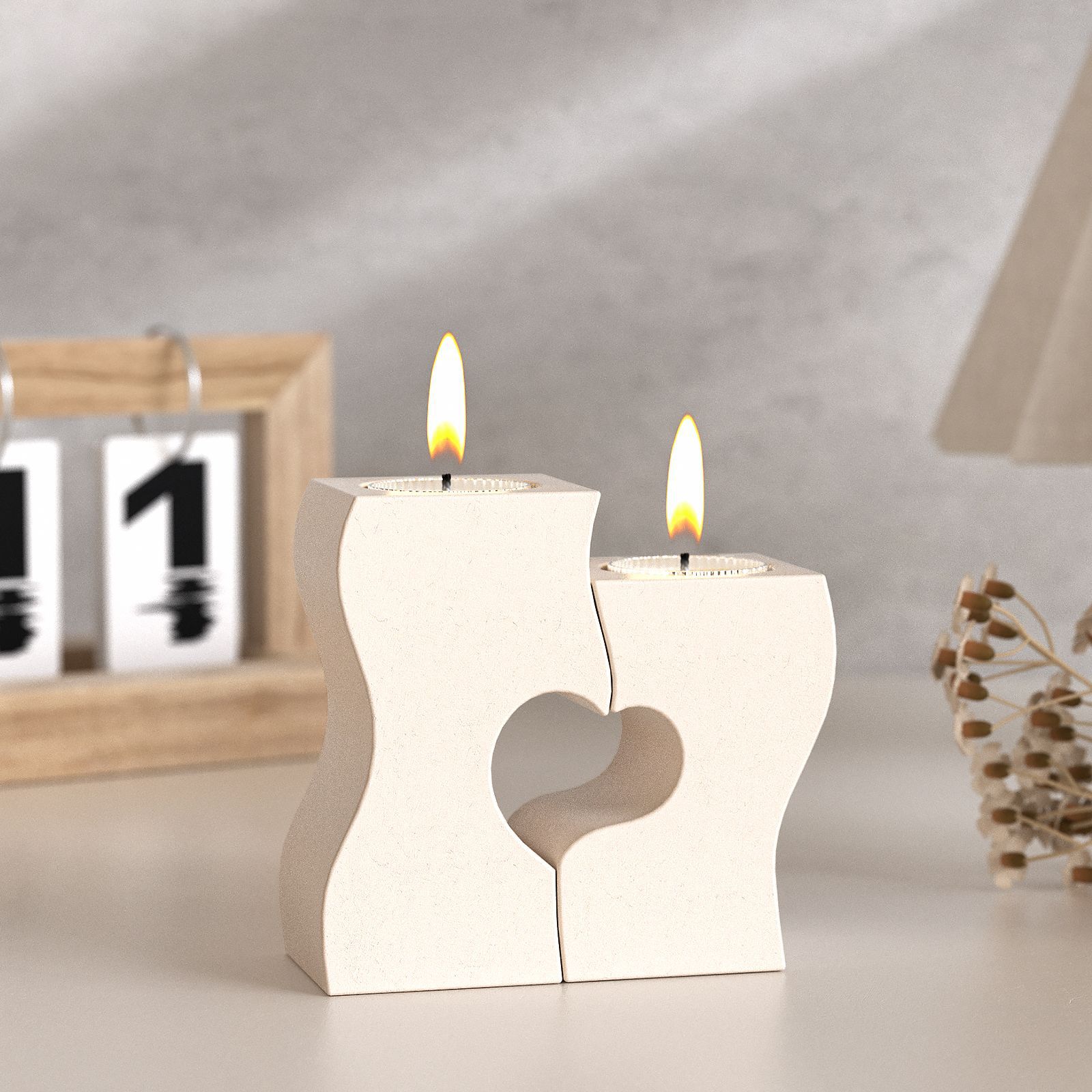 Candle Making Things - S 하트 촛대 실리콘 몰드 DIY