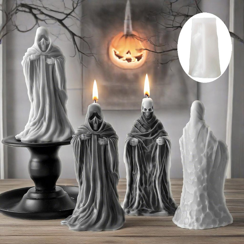 Candle Making Easy - 3D 해골 향초 실리콘 몰드, 로브
