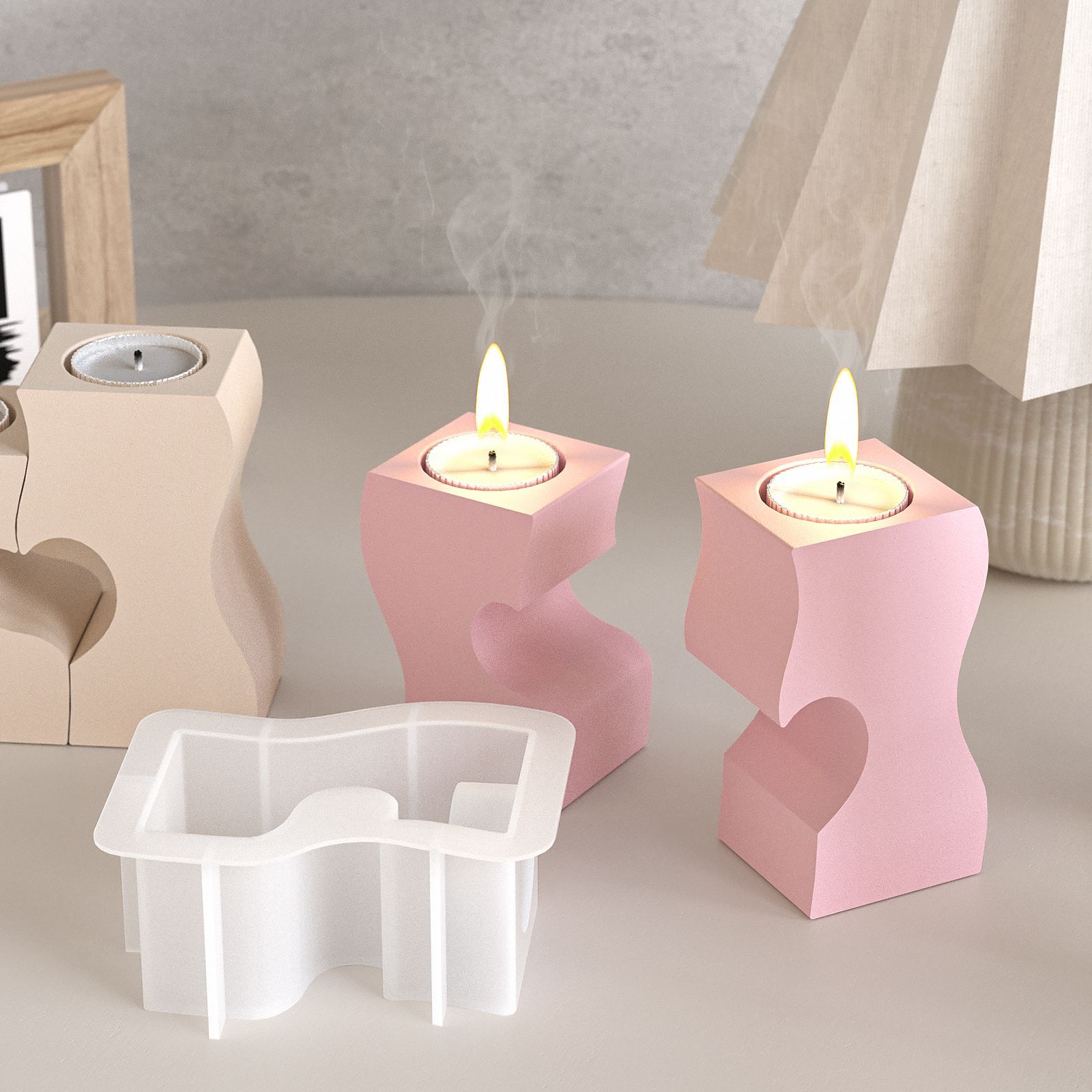S 하트 촛대 실리콘 몰드 DIY 캔들 홀더 석고 석고 - Candle Making Things 리뷰 및 가격