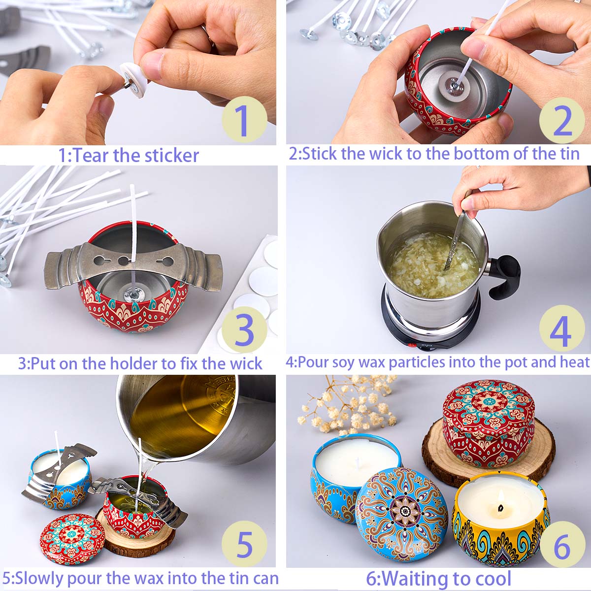 DIY 향초 만들기 도구 키트 소이 왁스 심지 스티커  - Candle Making Kit For Kids 리뷰 및 가격